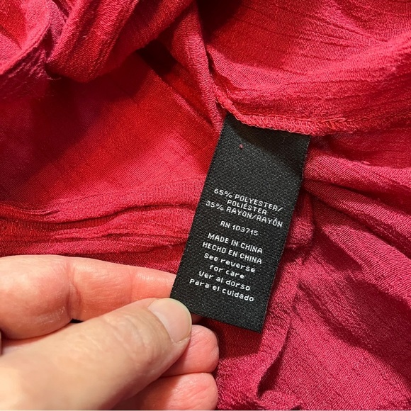 Zac & Rachel Gauzy Red Button Up Roll Tab Sleeves Women's 2X - Picture 8 of 8